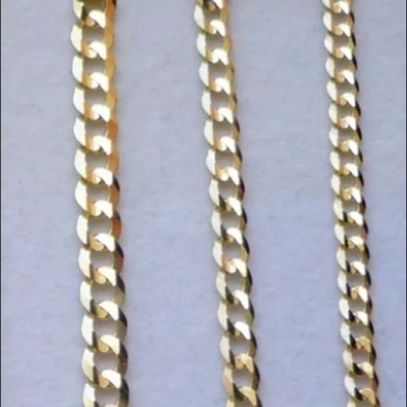 14K Solid Gold Diamond Cut Cuban Link Chain 20" - Picture 2 of 4